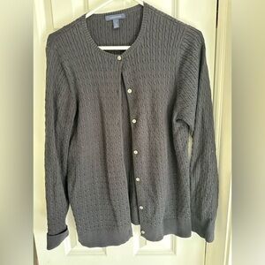 Lands End Black cable Cardigan, large 14-16